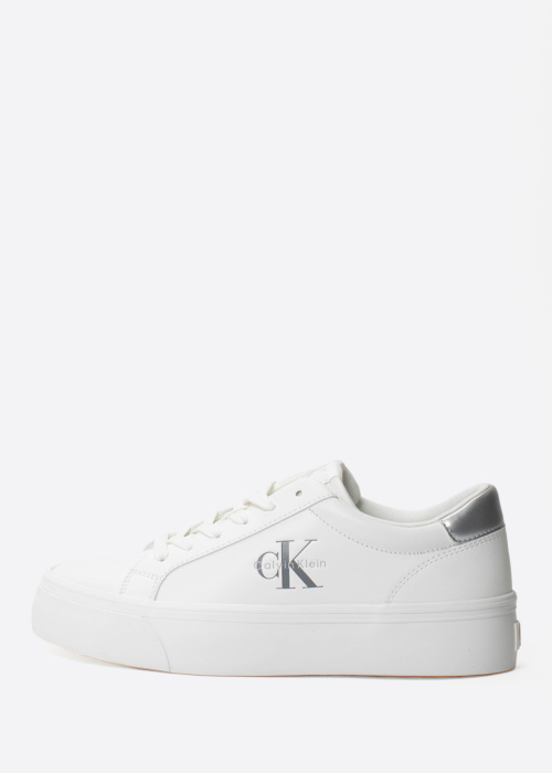 Calvin Klein tennised Vulc Flatf Lth Silver Logo Tag