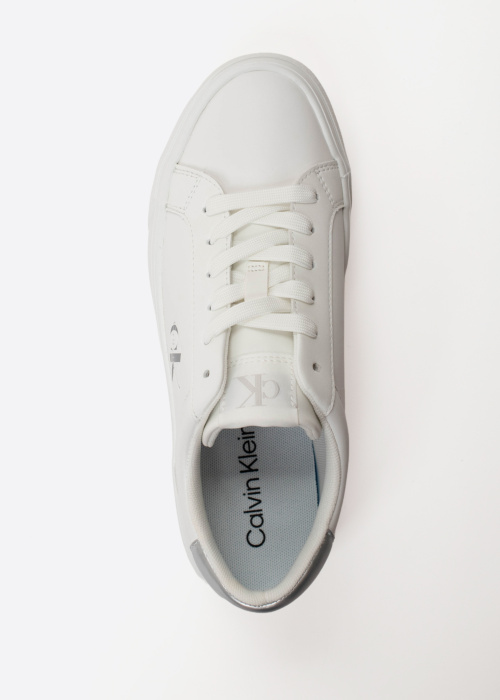 Calvin Klein tennised Vulc Flatf Lth Silver Logo Tag