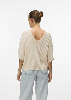 Vero Moda pluus Barbados Ss V-back pullover Ga Se