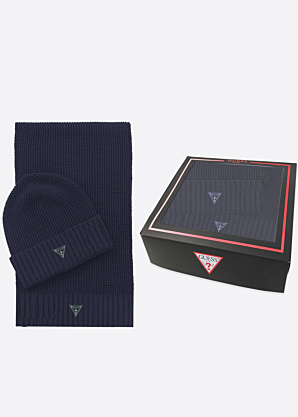 Комплект зимней шапки и шарфа в подарочной коробке Guess